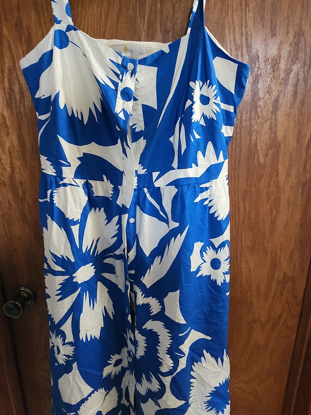 Boden Blue and White Floral Button-Front Dress